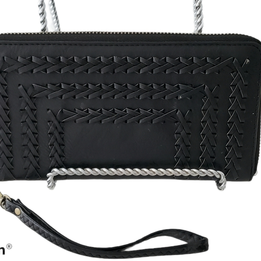 Sasha Sofi Black Faux Leather Wristlet